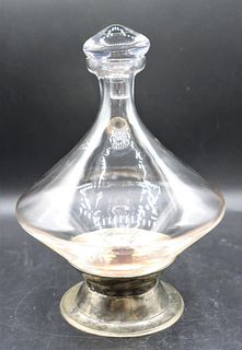 Hand Blown Glass Decanter on Stand