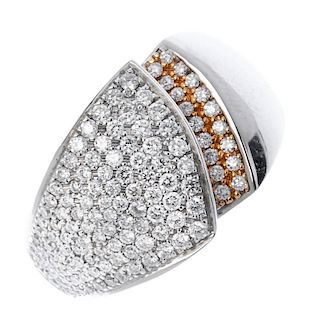 CHIMENTO - an 18ct gold 'Desiderio' diamond ring. Of asymmetric design, the tapered stepped band, pa