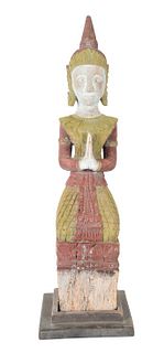 Carved Wiid Polychrome Figure of Teppanoh
