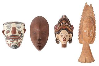(4) Balinese and African Figures and Masks