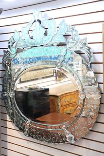Vintage Floral Etched Venetian Style Mirror