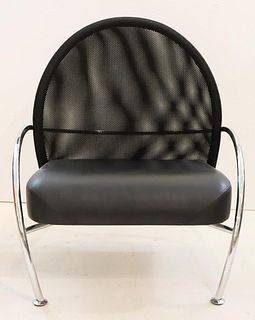 Calligaris Black Leatherette Wide Lounge Chair