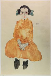 Egon Schiele (After) - Girl in a Yellow Dress