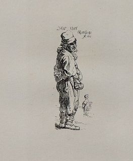 Rembrandt van Rijn (after) - A Peasant Calling Out