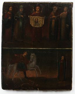 Unknown Artist - Two Panel Russian Icon (Gathering of