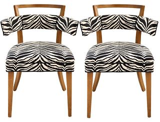 Pair of Zebra Design Fabric Lounge Chairs