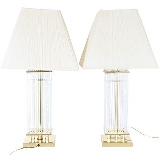 (2) Vintage Glass Rod Table Lamps