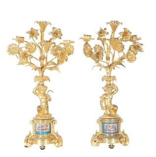 Pair of French Gilt Candlesticks