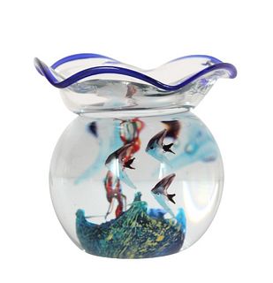 Hand Blown Glass Fish Bowl Sculpture