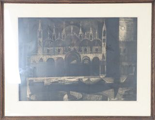 Monochromatic Cathedral, Gouache/Charcoal