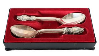 Set of (6) Silver Plate Spoons, Fitted Box