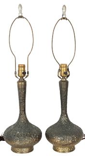 Pair of Vintage Brass Drop Table Lamps
