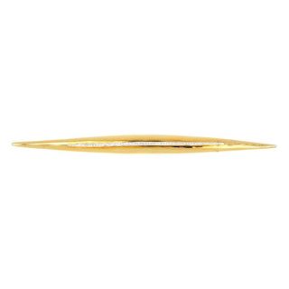 An 18ct gold diamond brooch. Of bi-colour design, the graduated brilliant-cut diamond line, set with
