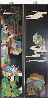 Pair of Japanese Vertical Figural Panels