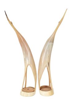 Pair of Elongated Bird Sculptures of Horn