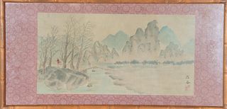 Antique Chinese Watercolor Landscape