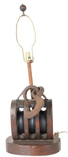 Antique Patterson Pulley Mounted as Lamp