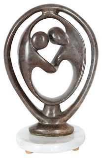 African Shona "Family" Stone Sculpture on Base