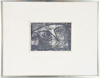 Horned Owl, Mid-Century, Signed Lithograph
