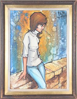 Original Signed Oil on Canvas, Cartoon Teen Girl