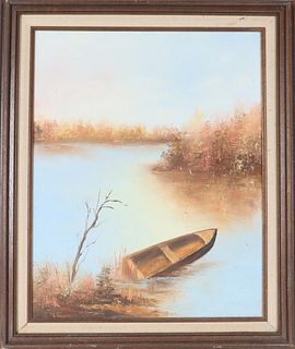 20th C Riverscape,  Oil on Canvas