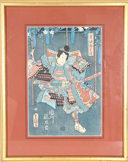 Japanese Warrior, Woodblock Print