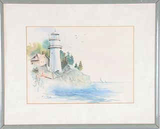 American Watercolor, Lighthouse Scene