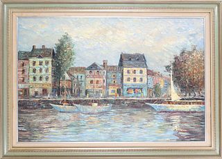 Impressionist View of Amsterdam, Signed Oil/Canvas