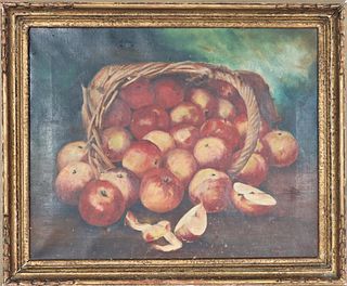 20th C Oil on Canvas Still Life of Apples