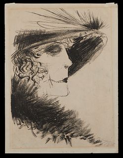 Otto Dix "Dame mit Reiher" Lithograph 1923