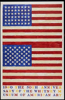 Jasper Johns "Two Flags (Whitney)" Lithograph
