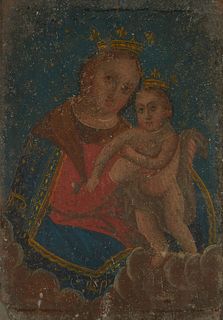 Mexican Retablo Madonna and Child Painting