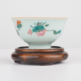 Chinese 19th c. Famille Rose Porcelain Wine Cup