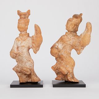 Grp: 2 Chinese Terracotta Tomb Figures - Dancing