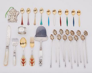 Grp: Danish Fish Knife, Demitasse, Sterling Spoons, and Cheese Knife