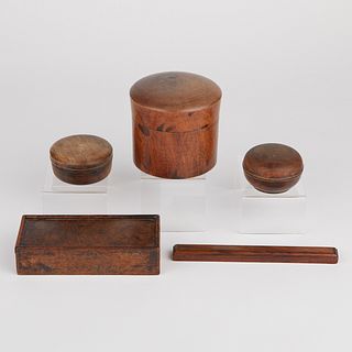 Grp: 5 Scholar's Vessels - Brush Box, Scroll Weight, 3 Paste Boxes