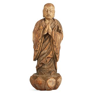 Chinese Carved Wood Standing Buddha