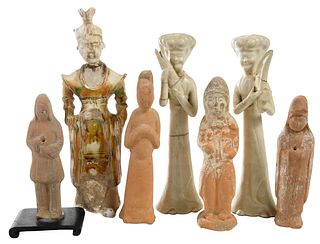 Six Chinese Pottery Burial Figures