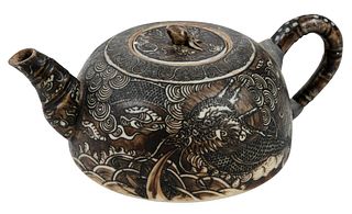Chinese Unglazed Porcelain Dragon Teapot