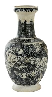 Chinese Unglazed Porcelain Dragon Vase