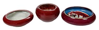 Group of Three Chinese Sang de Boeuf Low Bowls