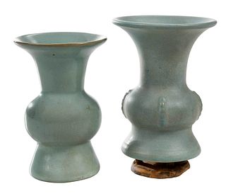 Two Chinese Celadon Glazed Beaker Vases