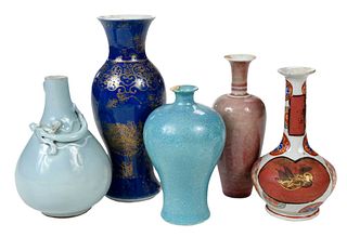 Five Assorted Asian Porcelain Vases