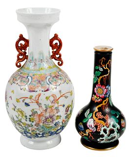 Two Chinese Enamel Decorated Porcelain Vases