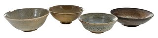 Four Chinese Glazed Pottery Bowls