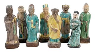 Eight Chinese Earthenware Immortal Figures