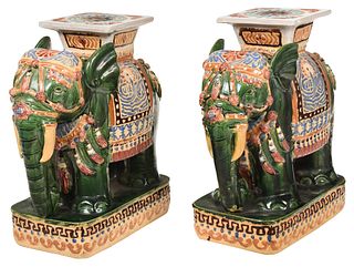 Pair of Chinese Figural Elephant Garden Stools
