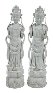 Two Dehua Porcelain Bodhisattva Figures
