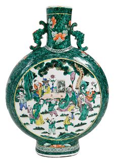 Chinese Famille Verte Moon Flask