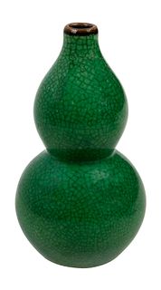 Green Porcelain Crackle Glaze Double Gourd Vase